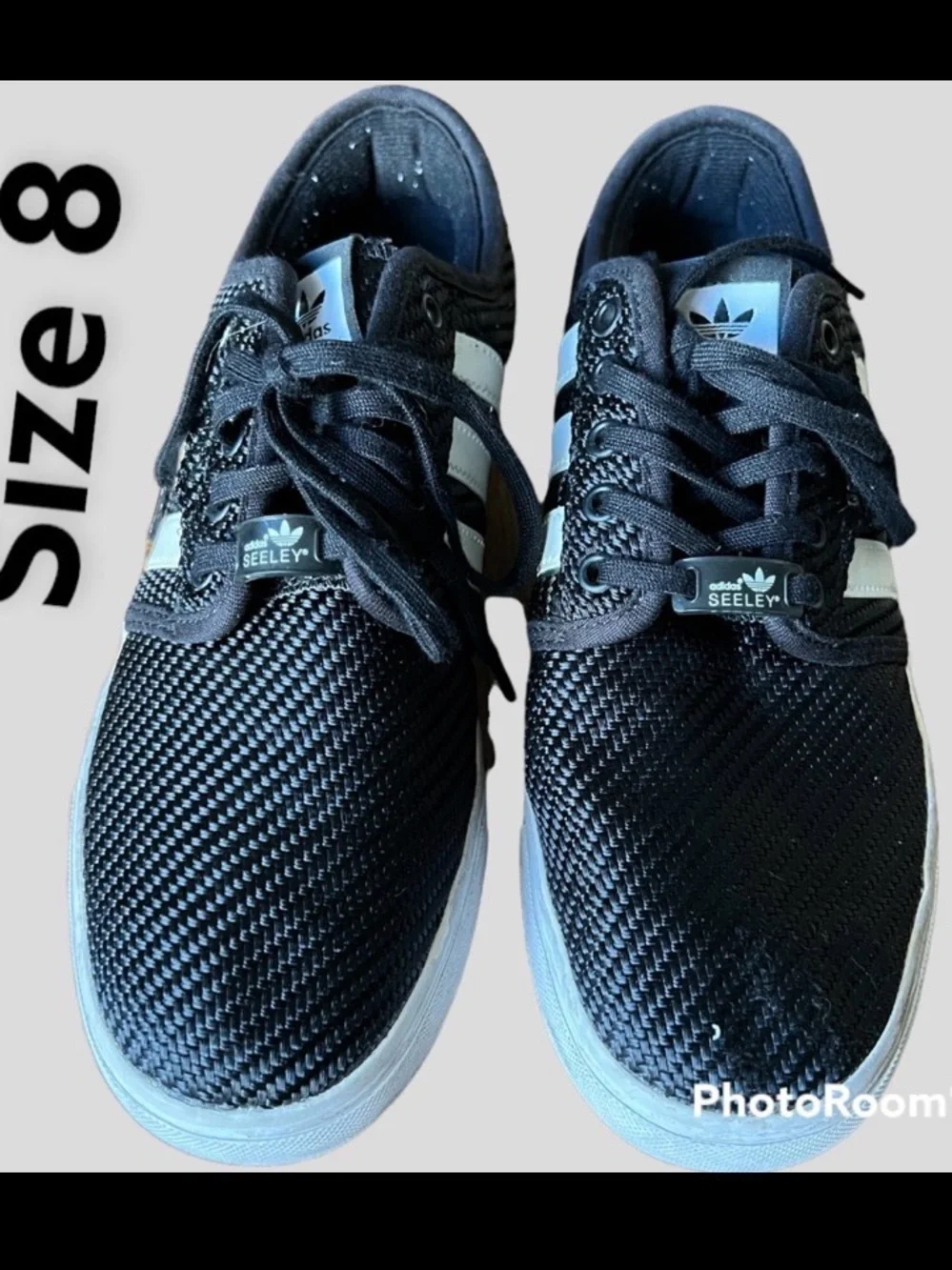 adidas Seeley Black with White Stripes Skate Sneakers